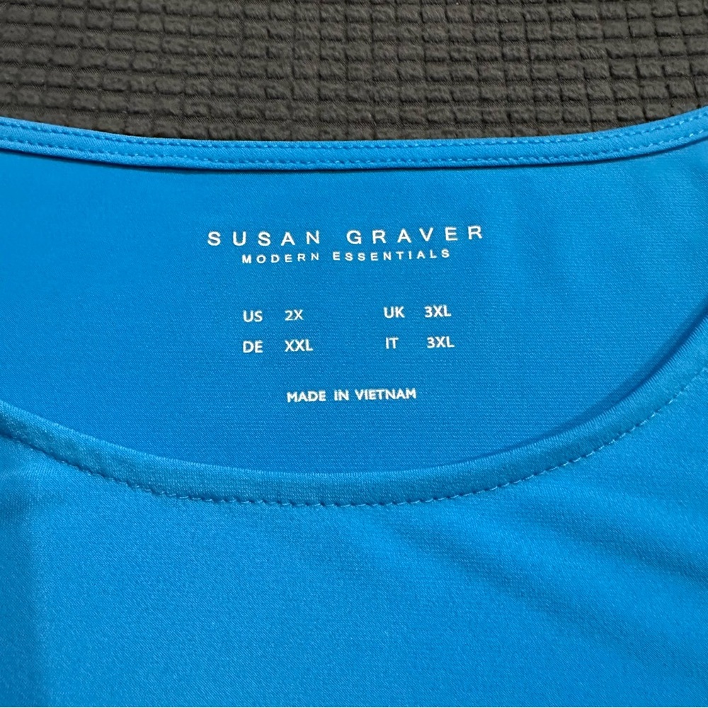Susan Graver Womens 2X Blue Tank Top Modern Essentials Sleeveless Stretch Shirt - Picture 2 of 5